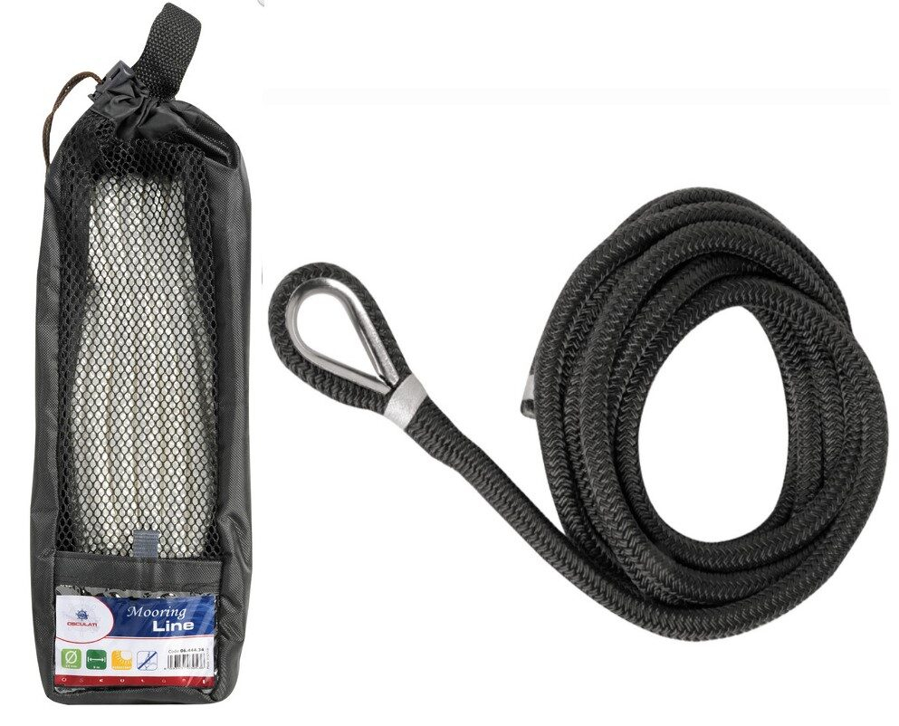 OSCULATI Polyesterové kotevné lano s okom 14 mm x 9m, čierne
