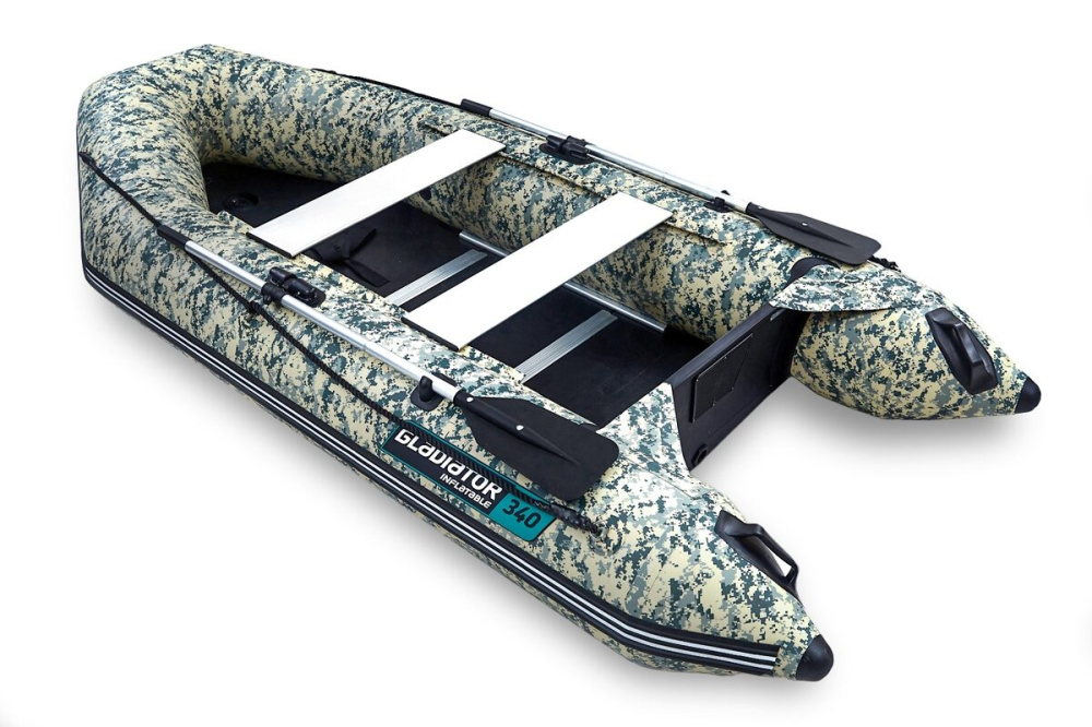 Gladiator AK340 nafukovací čln so skladacou drevenou podlahou - camuflage