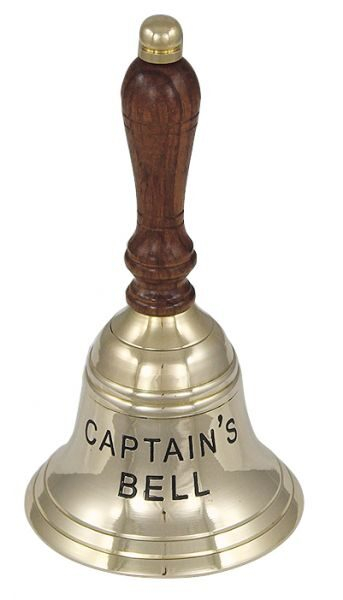 Stolový zvon mosadzný s nápisom CAPTAIN´S BELL - 21 cm