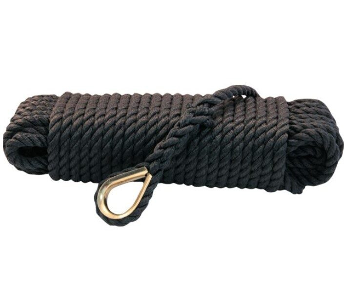 Kotevné lano s okom 10 mm x 20 m - čierne