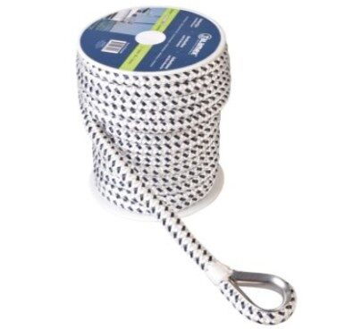 Kotevné lano s okom 12 mm x 20 m - bielo-čierne