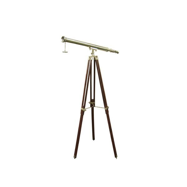Ďalekohľad na podstavci z materiálu mosadz/drevo - L69 cm, H130 cm