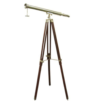 Ďalekohľad na podstavci z materiálu mosadz/drevo - L100 cm, H160 cm