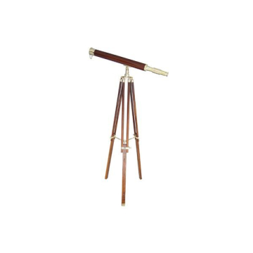 Ďalekohľad na podstavci z materiálu mosadz/drevo - L69 cm, H130 cm