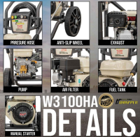 Waspper W3100HA benzínový vysokotlakový čistič, Honda, 5.5 HP, 213 bar/3.100 PSI
