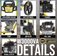 Waspper W3100VA benzínový vysokotlakový čistič, Peggas, 4.3 HP, 213 bar / 3.100 PSI