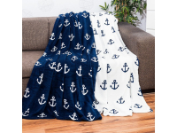 Plyšová deka biela s kotvou 200 x 150 cm
