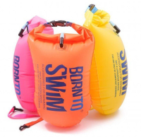 BornToSwim® Záchranný plavák, plavecká bójka a vak v jednom 64 x 30 cm - ružová
