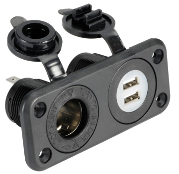 Vstavaná zásuvka zapaľovača s krytkou 12V / dual USB