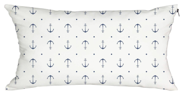 SEA-CLUB Bavlnená obliečka na vankúš biela s motívom kotvy - 80 x 40 cm