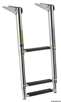Nerezový teleskopický rebrík AISI 316 – 3 schodíky, šírka 300 mm, dĺžka 889 mm, čierny