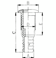 Palubná nerezová priechodka čierna cez trup s 1 1/8″ hadicovým pripojením