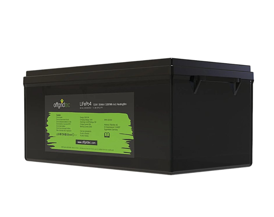Offgridtec LiFePO4 batéria 12,8 V 304 Ah – 3891 Wh, integrovaný BMS a vyhrievacia podložka