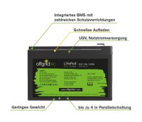 Offgridtec LiFePO4 batéria 12,8 V 8 Ah – 102 Wh, integrovaný BMS