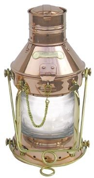 Kotevná lampa z medi a mosadze, elektrická 230 V – výška 32 cm