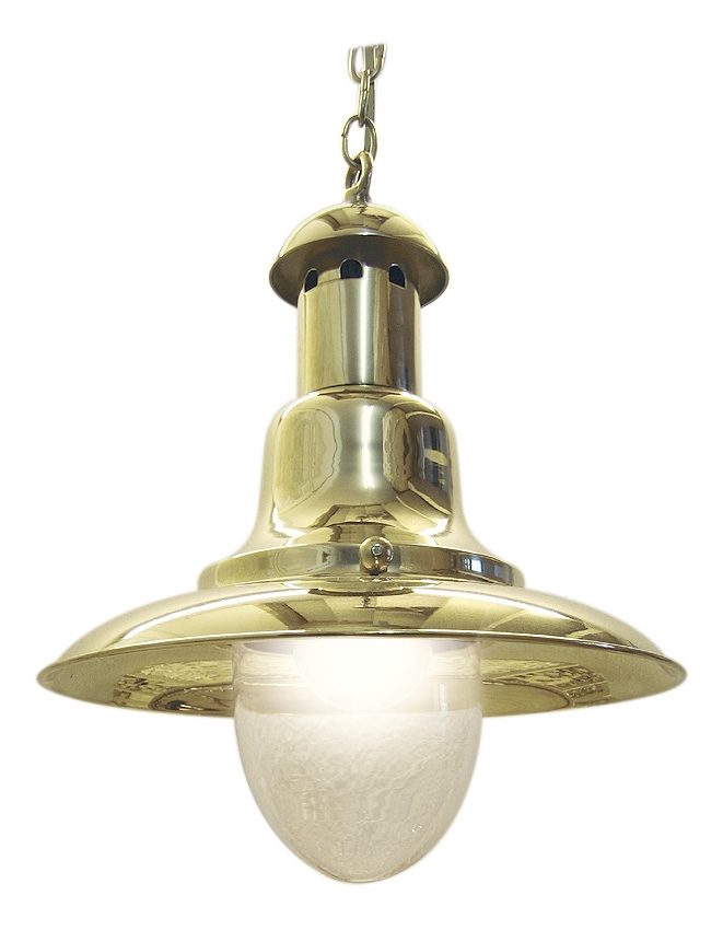 Rybárska závesná lampa z lakovanej mosadze, 230 V – výška 35 cm