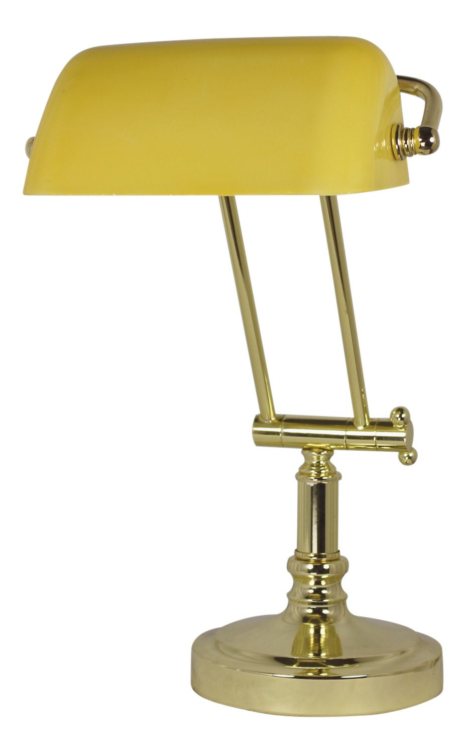 Bankárska lampa so žltým skleneným tienidlom – výška 36/43 cm
