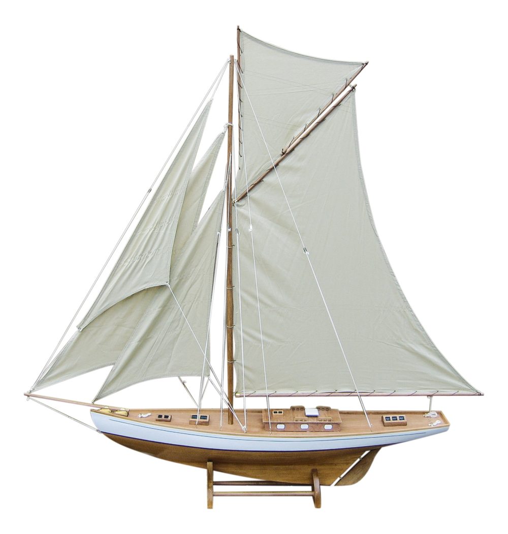 Model plachetnice, drevo s látkovými plachtami – dĺžka 125 cm, výška 135 cm