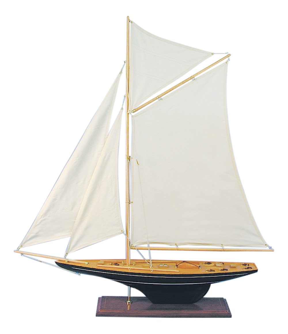 Model plachetnice, drevo s látkovými plachtami – dĺžka 80 cm, výška 85 cm