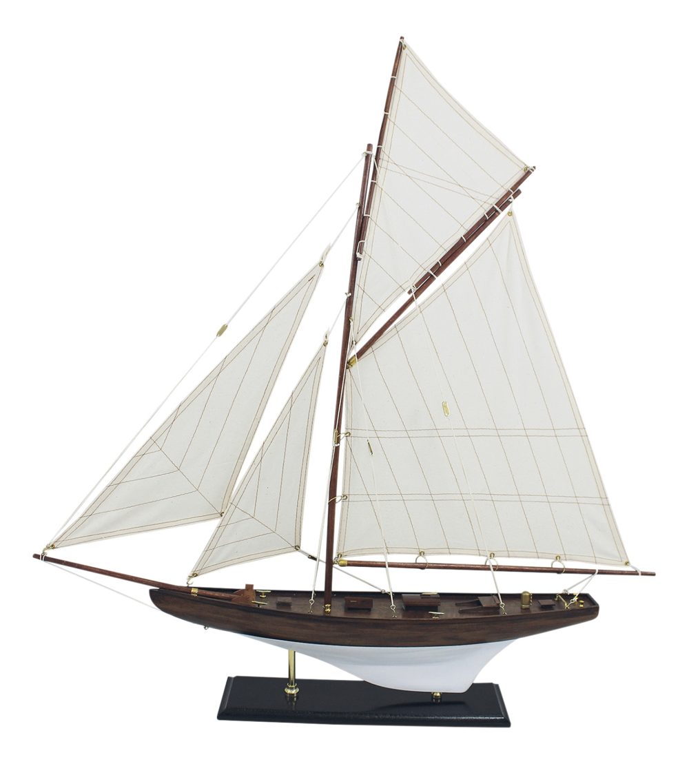 Model plachetnice, drevo s látkovými plachtami – dĺžka 70 cm, výška 72,5 cm