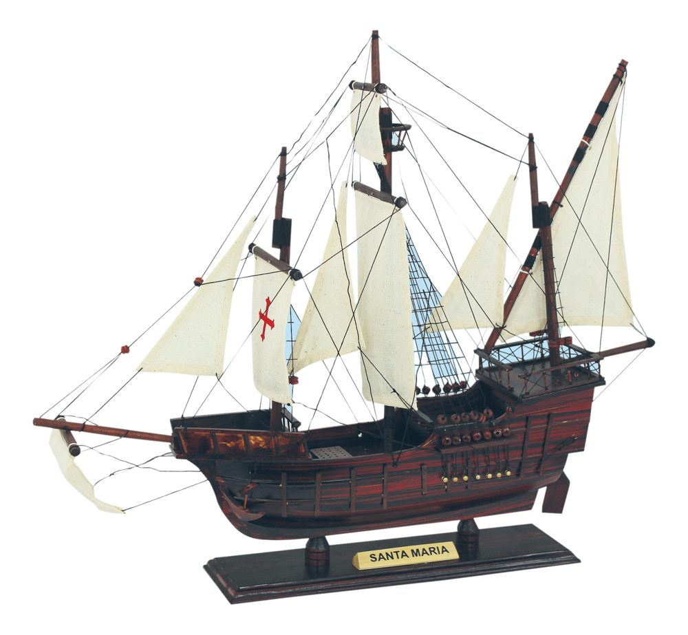 Model karavely Santa Maria drevený s látkovými plachtami – dĺžka 45 cm