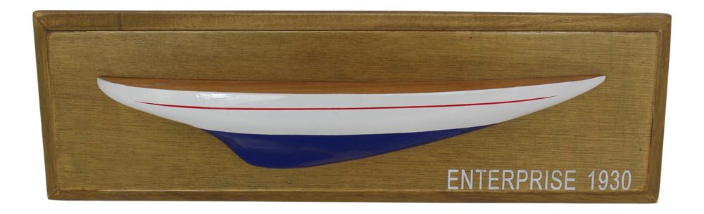 Polmodel jachty Enterprise na doske, drevo – 37,5 × 12 × 4,5 cm