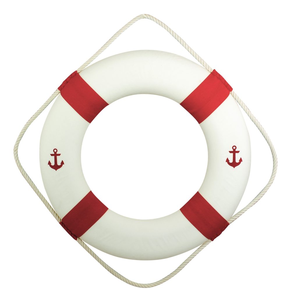 Záchranný kruh s potlačou kotvy, červeno-biely – priemer 50 cm