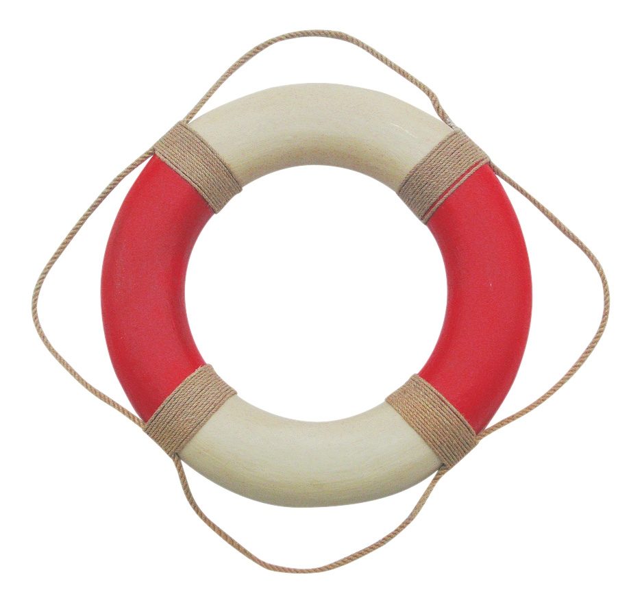 Záchranný kruh s povrazom, krémovo-červený – priemer 49 cm