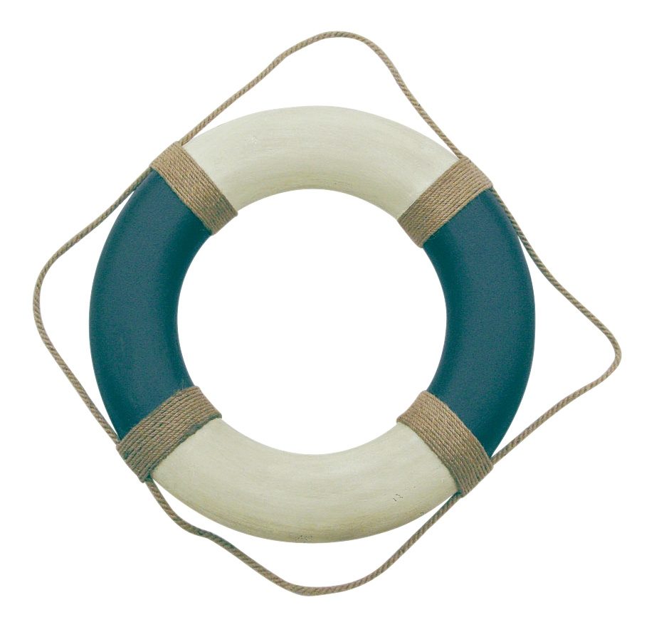 Záchranný kruh s povrazom, krémovo-modrý – priemer 49 cm