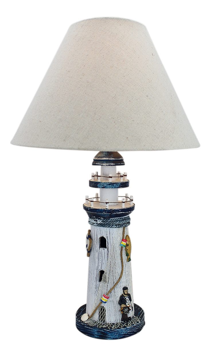 Lampa v tvare majáka, drevo, s tienidlom – výška 49 cm