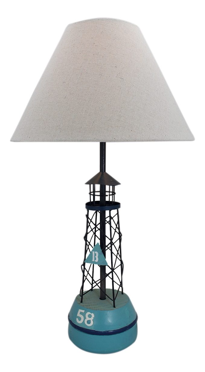 Lampa v tvare bóje, drevo a kov, s tienidlom – výška 53 cm