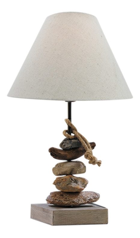 Lampa s kameňmi, drevo, s tienidlom – výška 50 cm
