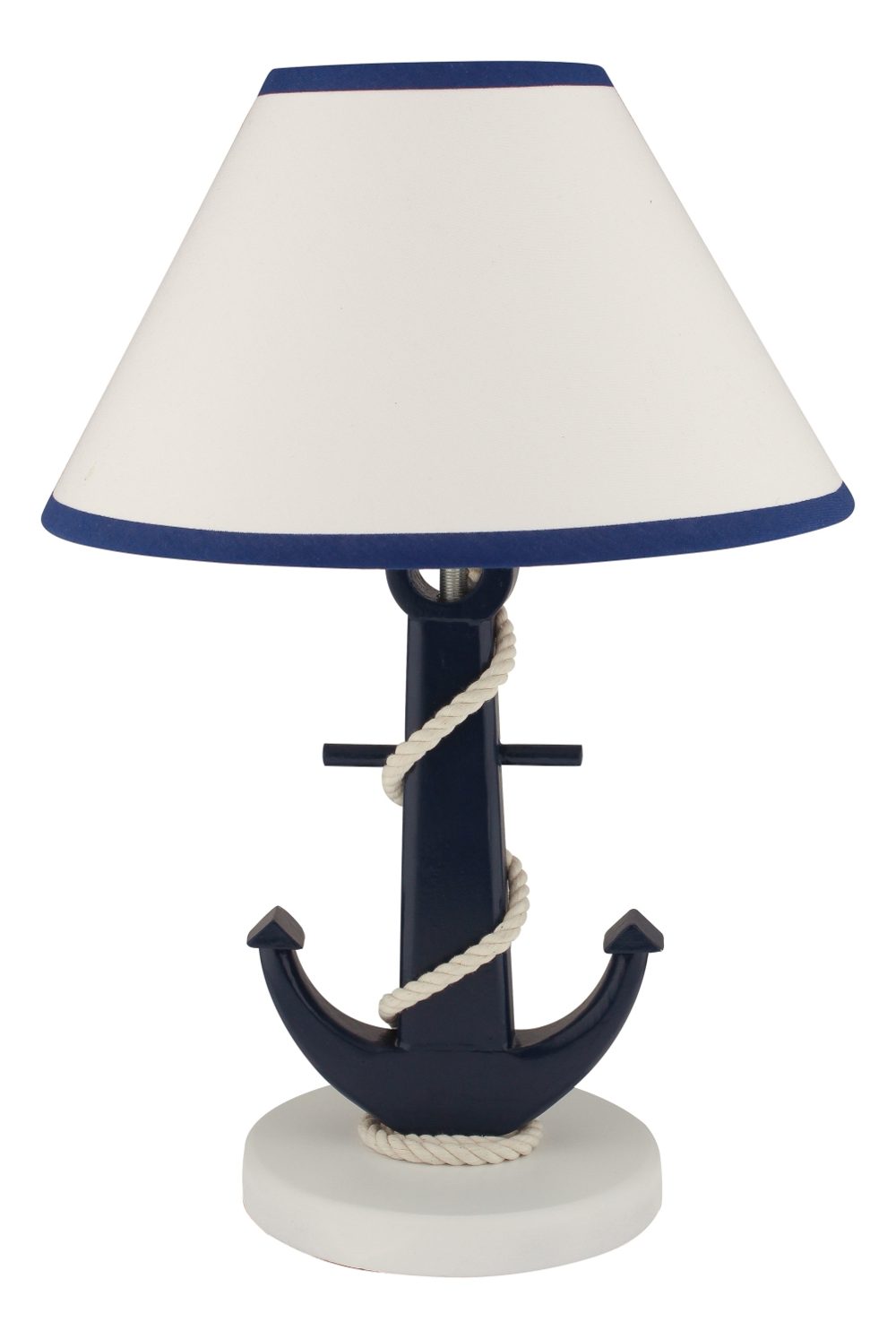 Lampa s kotvou, drevo, modrá, s tienidlom – výška 38 cm