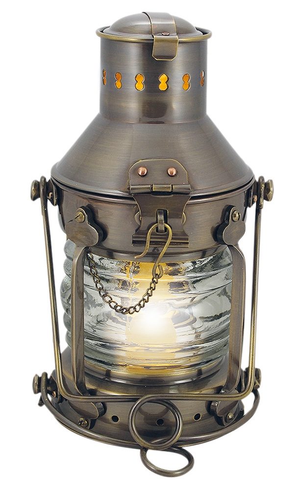Kotevná lampa mosadzná antik, elektrická 230 V – výška 24 cm