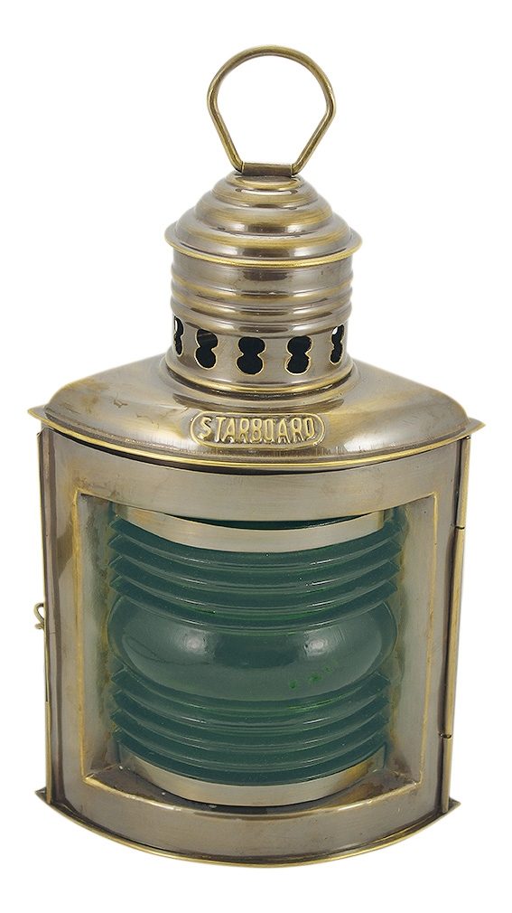 Lampa pravoboku mosadzná antik s petrolejovým horákom – výška 23 cm
