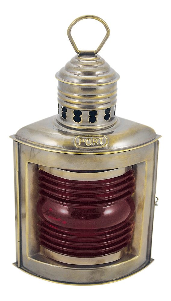 Lampa ľavoboku mosadzná antik s petrolejovým horákom – výška 23 cm