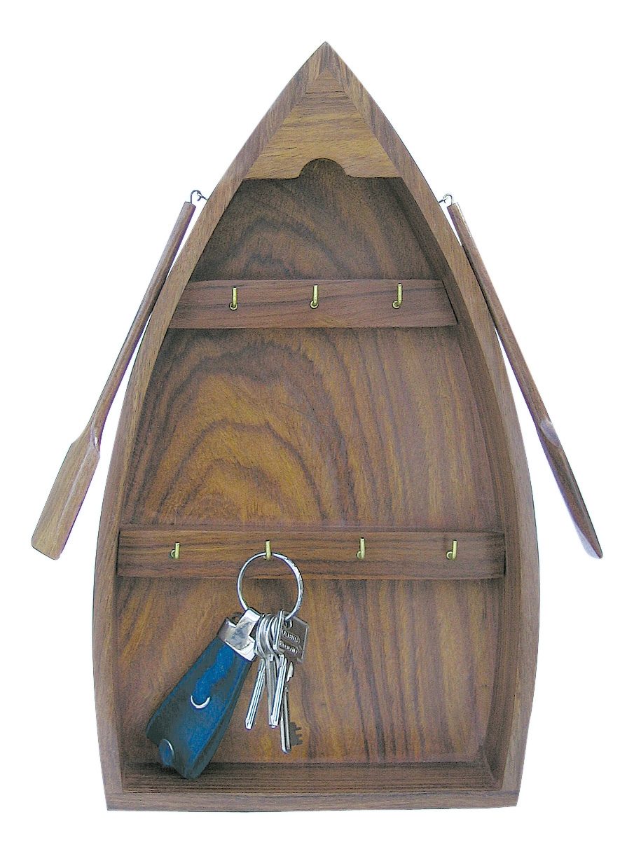 Vešiak na kľúče v tvare lode, drevo – 22 × 37,5 × 6 cm