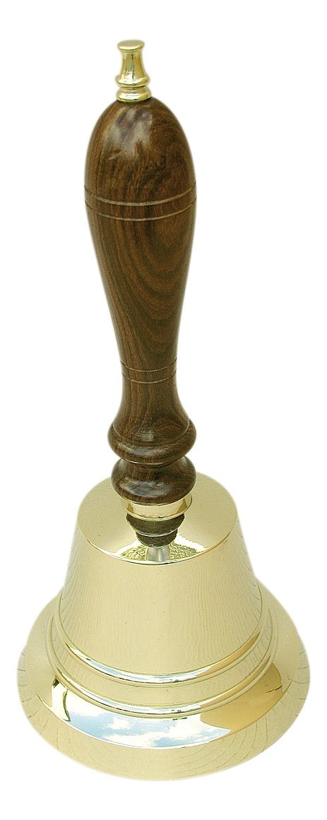 Stolový zvonček mosadzný s drevenou rúčkou – výška 22 cm