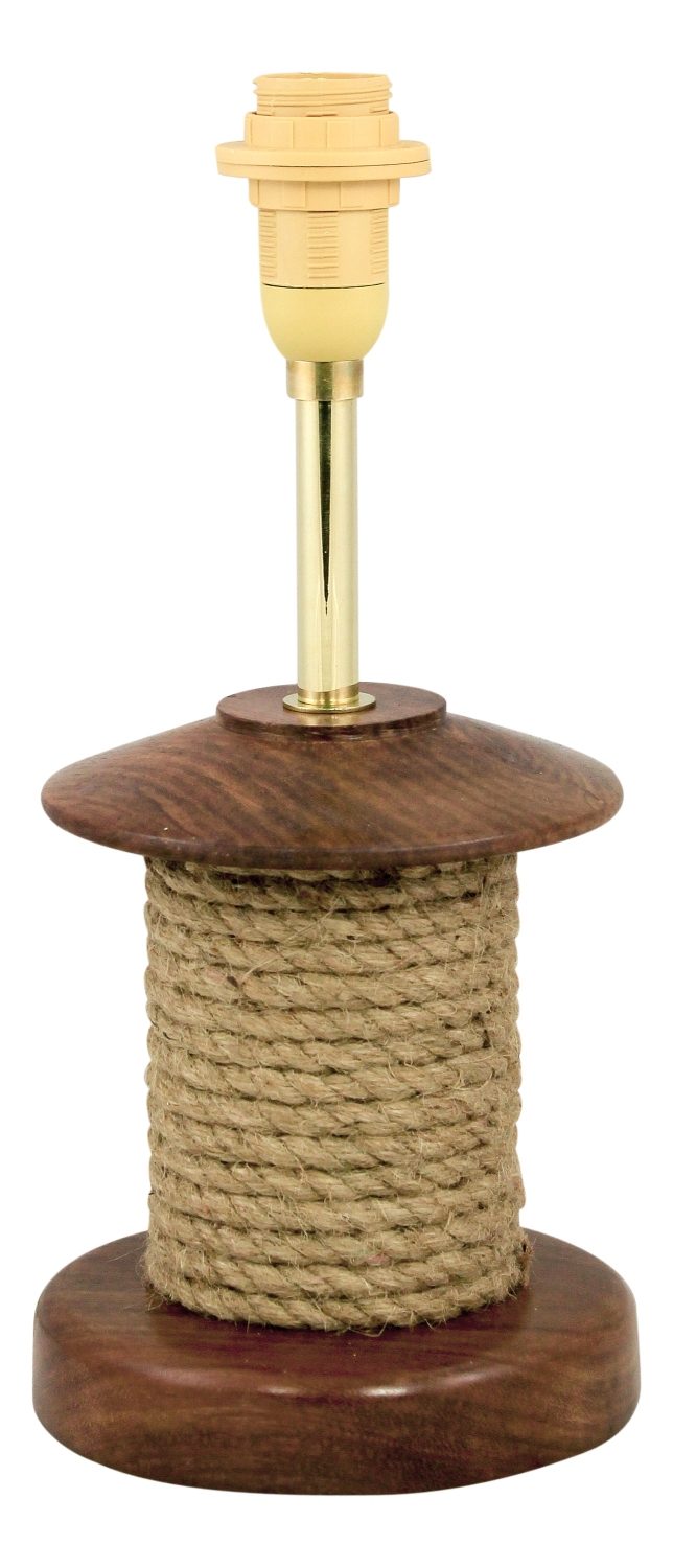 Stolová lampa s lodným povrazom, drevená – výška 28 cm, bez tienidla