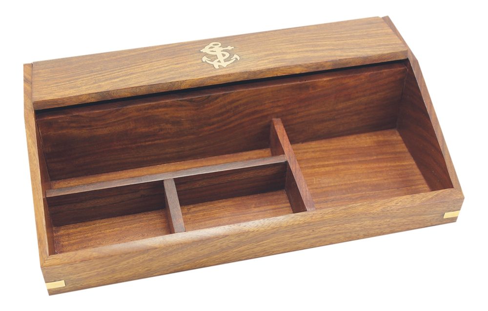 Organizér s vekom, drevo – 30,5 × 17,5 × 7 cm