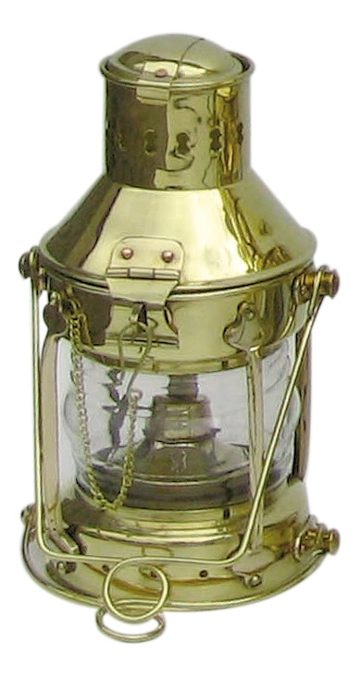 Kotevná lampa mosadzná s petrolejovým horákom – výška 24 cm