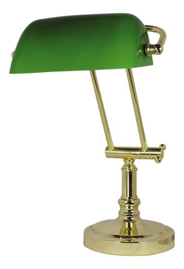 Bankárska lampa so zeleným skleneným tienidlom – výška 36/43 cm