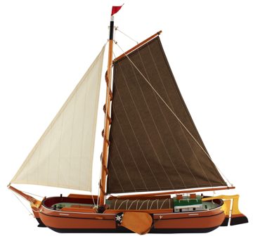 Model plochodnej lodky drevený s látkovými plachtami – dĺžka 75 cm, výška 67 cm