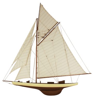 Polmodel plachetnice z dreva, hnedá/krémová – dĺžka 120 cm, výška 120 cm