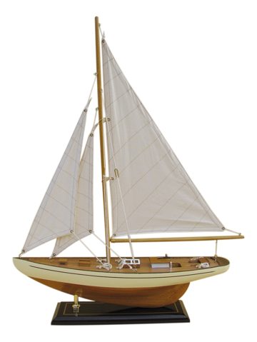 Model plachetnice, drevo s látkovými plachtami – dĺžka 40 cm, výška 54 cm