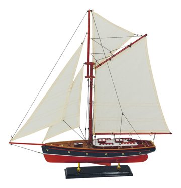 Model plachetnice, drevo s látkovými plachtami – dĺžka 58 cm, výška 59 cm