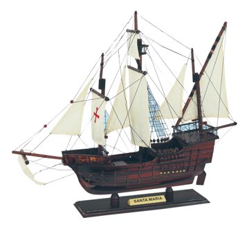 Model karavely Santa Maria drevený s látkovými plachtami – dĺžka 45 cm