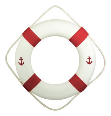 Záchranný kruh s potlačou kotvy, červeno-biely – priemer 50 cm