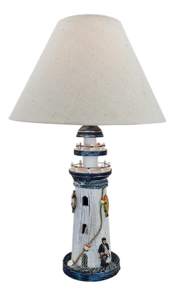 Lampa v tvare majáka, drevo, s tienidlom – výška 49 cm