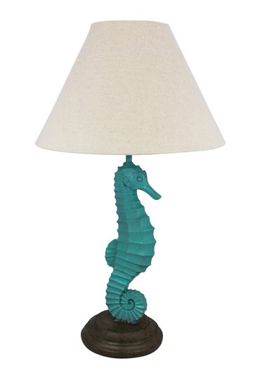 Lampa s morským koníkom, polyresin, s tienidlom – výška 52 cm